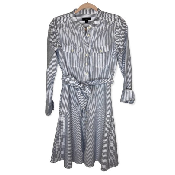J. Crew striped tie waist poplin shirt dress - Picture 1 of 4